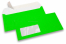 Envelopes néon - verde, com janela 45 x 90 mm, posição da janela 20 mm do lado esquerda e 15 mm do abaixo | Envelopesonline.pt