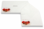 Envelopes de postais de Natal - bolas de Natal vermelhas