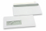 Envelopes com janela, branco, 110 x 220 mm (EA5/6), janela à esquerda 40 x 110 mm, posição da janela 20 mm do esquerda e 24 mm do baixo, 90 gramas, fecho autocolante | Envelopesonline.pt