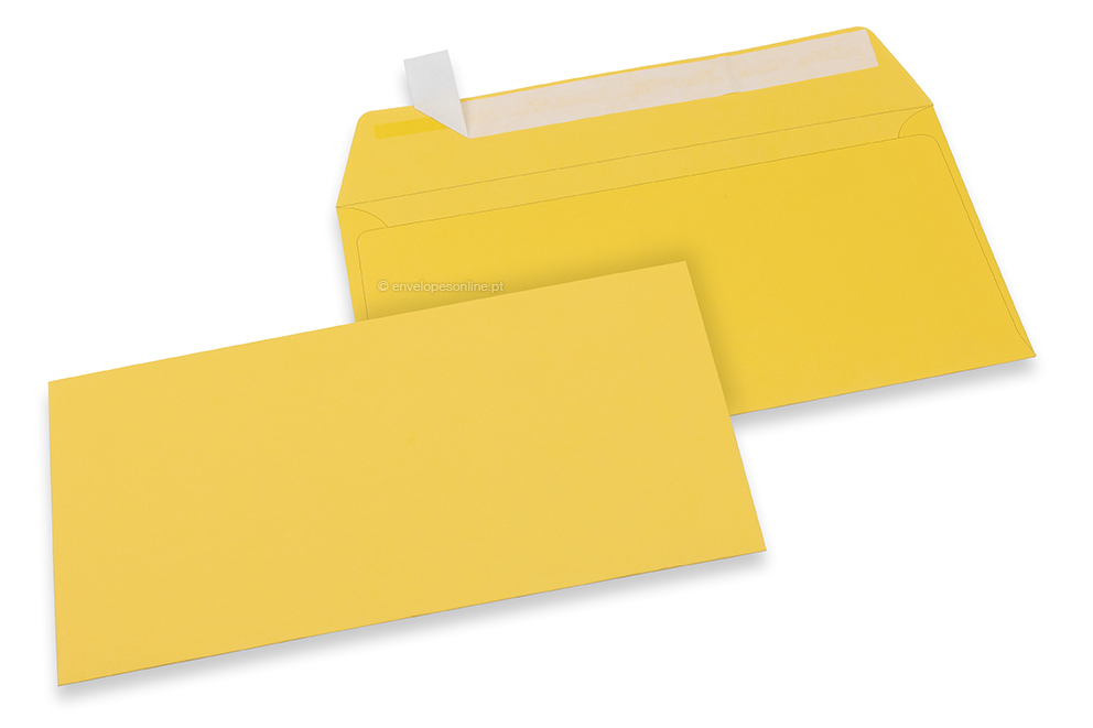 Envelopes de papel coloridos - Amarelo botão-de-ouro, 110 x 220 mm