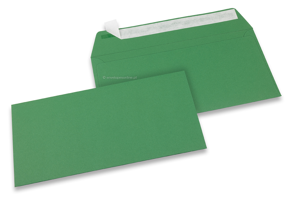 Envelopes de papel coloridos - Verde escuro, 110 x 220 mm