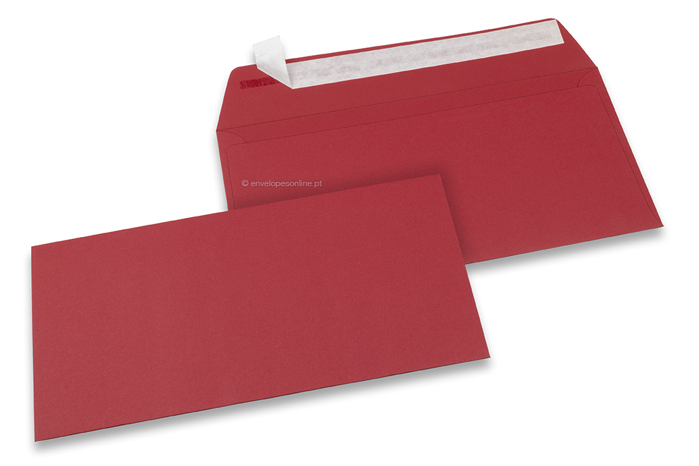 Envelopes de papel coloridos - Vermelho escuro, 110 x 220 mm