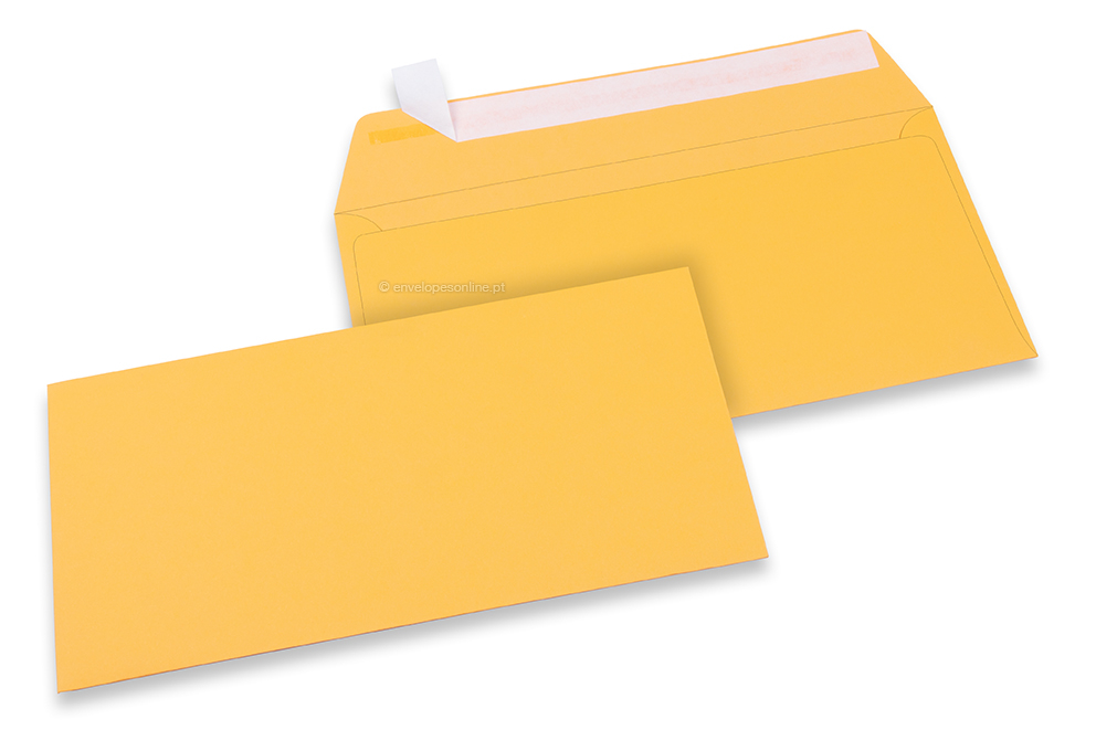 Envelopes de papel coloridos - Amarelo dourado, 110 x 220 mm