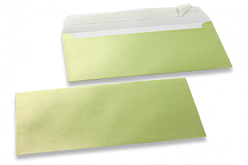 Envelopes madrepérola coloridos verde lima - 110 x 220 mm