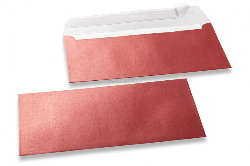 Envelopes madrepérola coloridos vermelho - 110 x 220 mm