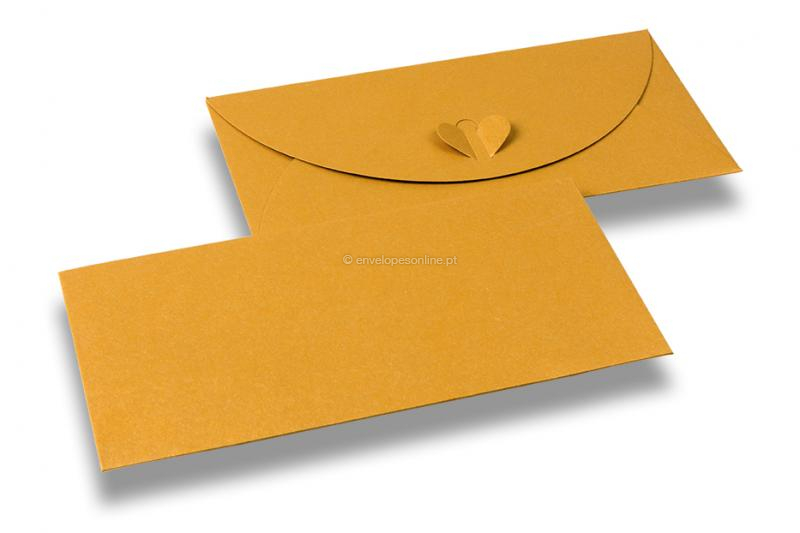 Envelopes com fecho coração - Amarelo Dourado