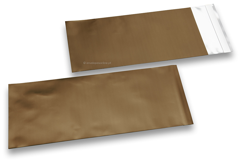 Envelopes coloridos de película metalizada mate - Bronze 110 x 220 mm