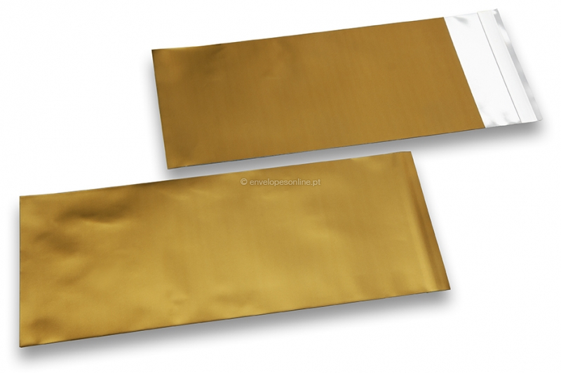 Envelopes coloridos de película metalizada mate - Dourado 110 x 220 mm