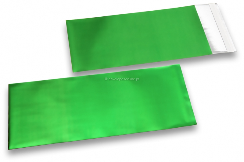 Envelopes coloridos de película metalizada mate - Verde 110 x 220 mm