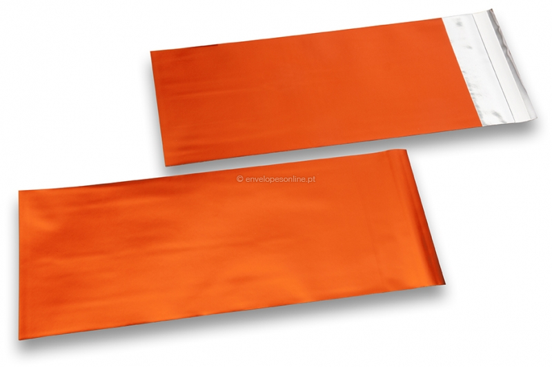 Envelope colorido de película metalizada mate - Cor de laranja 110 x 220 mm