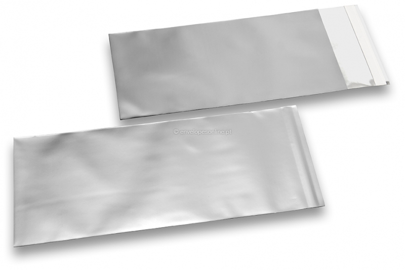 Envelope colorido de película metalizada mate - Prateado 110 x 220 mm