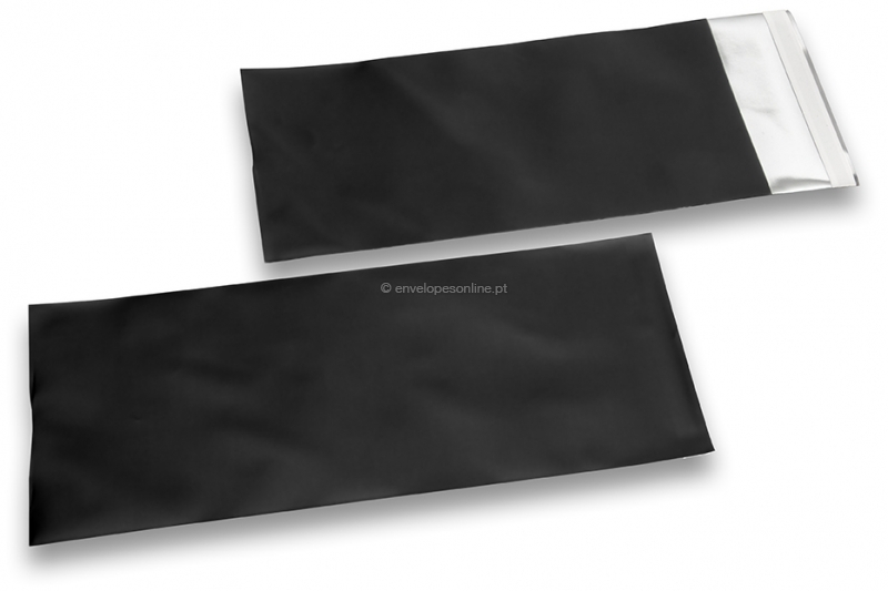 Envelope colorido de película metalizada mate - Preto 110 x 220 mm