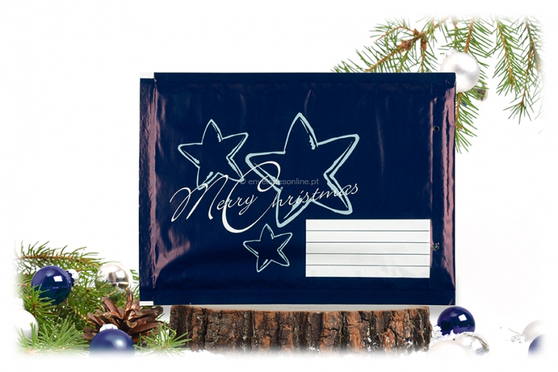 Envelopes de Natal almofadados, azul + estrelas