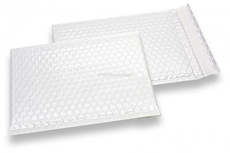 Envelopes almofadados metalizados de alto brilho, branco
