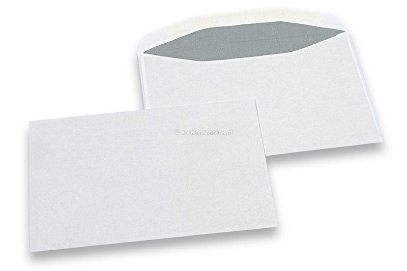 Envelopes de papel branco, 114 x 162 mm (C6), 80 gramas, fecho com goma, peso unit. aprox. 3 g. 
