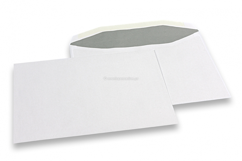Envelopes de papel branco, 162 x 229 mm (C5), 90 gramas, fecho com goma, peso unit. aprox. 7 g. 