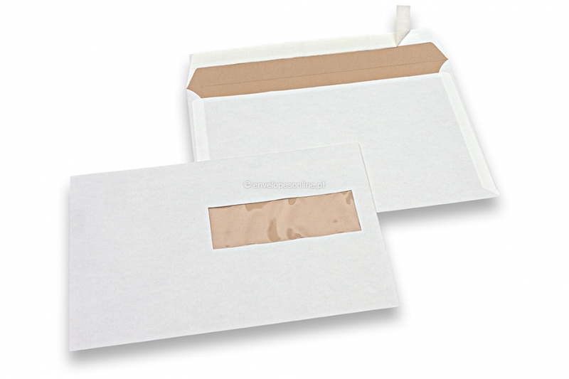 Envelopes com janela branco sujo, 162 x 229 mm (C5), janela à direita 40 x 110 mm, posição da janela 15 mm do direita e 72 mm do baixo, 90 gsm, aprox. 7 g por unidade 