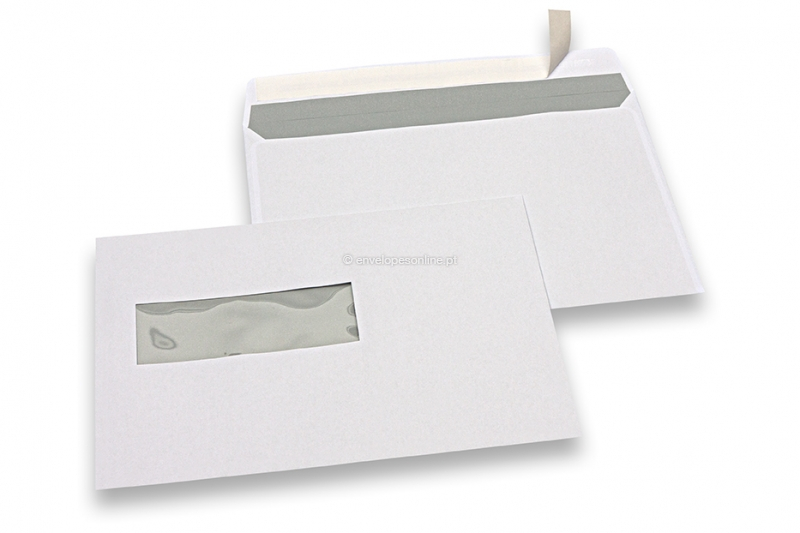 Envelopes para impressora a laser, 162 x 229 mm (C5), janela à esquerda 40 x 110 mm, posição da janela 20 mm do esquerda e 72 mm do baixo, peso unit. aprox. 7 g. 