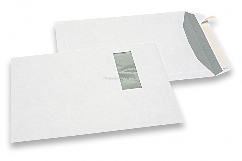 Envelopes para impressora a laser, 229 x 324 mm (C4), janela à esquerda 40 x 110 mm, posição da janela 20 mm do esquerda e 60 mm do cima, peso unit. aprox. 19 g. 