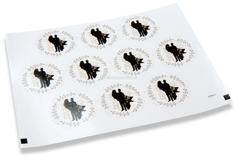 Selos para envelope de casamento - homem com mulher ao colo