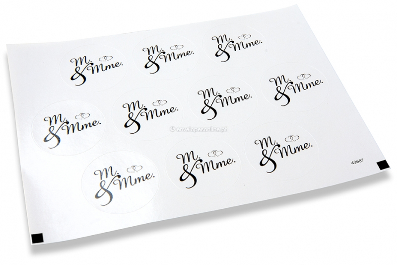 Selos para envelope de casamento - M. & Mme. preto