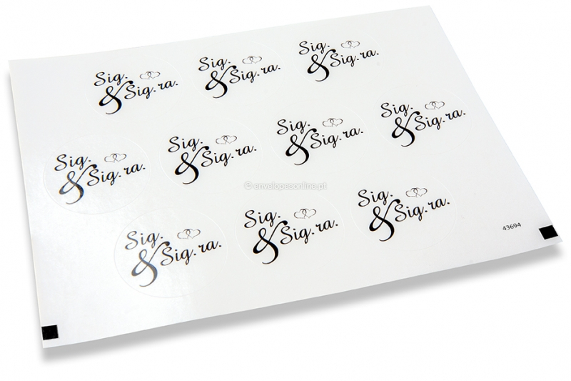 Selos para envelope de casamento - Sig. & Sig.ra preto