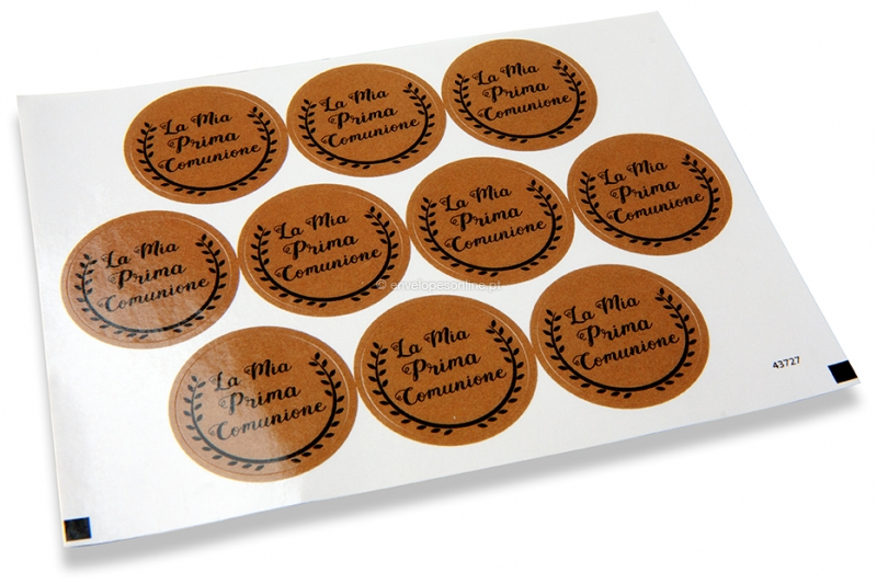 Selos para envelope de comunhão - la mia prima comunione castanho com grinalda preta
