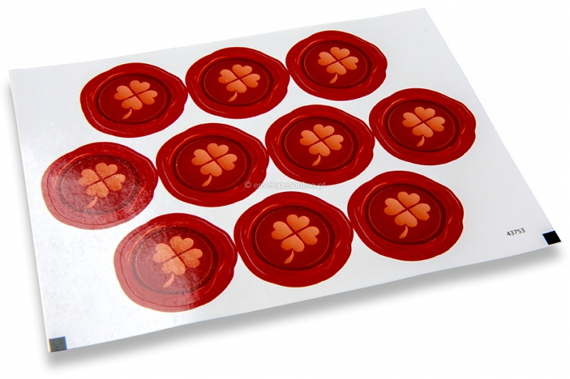 Selos para envelope de festa - trevo de quatro folhas