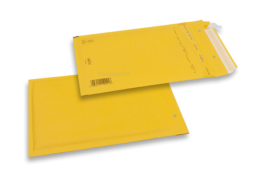Envelopes de papel de bolhas coloridos - amarelo, 80 gr 180 x 250 mm