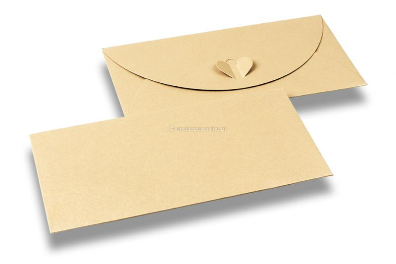 Envelopes com fecho coração - Champanhe