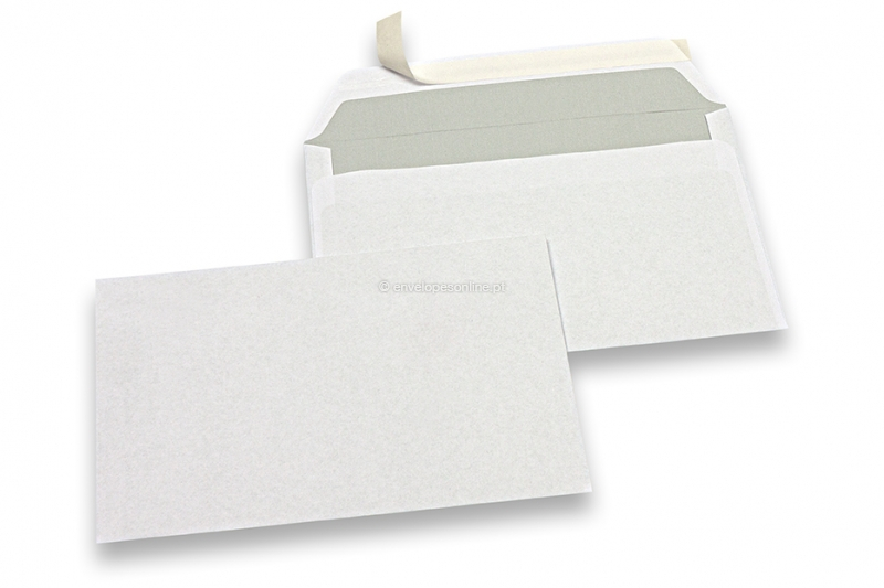 Envelopes de papel branco, 114 x 162 mm (C6), 80 gramas, fecho autocolante, peso unit. aprox. 4 g. 