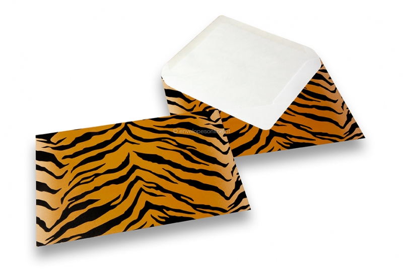 Envelopes com impressão animal - preto/amarelo, impressão do tigre
