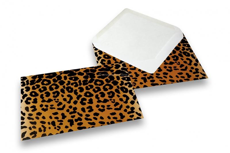Envelopes com impressão animal - preto/amarelo, impressão de leopardo