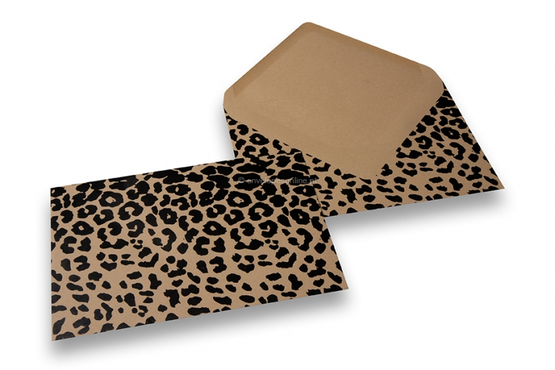 Envelopes com impressão animal - kraft castanho, preto, impressão de leopardo
