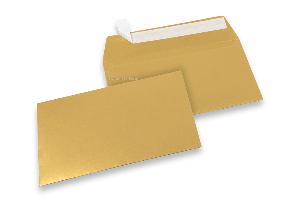 Envelopes de papel coloridos - Dourado metalizado, 114 x 162 mm