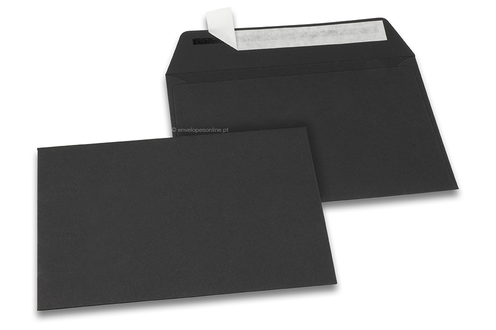 Envelopes de papel coloridos - Preto, 114 x 162 mm