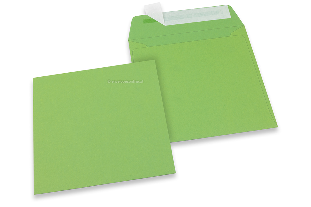 Envelopes de papel coloridos - Verde maçã, 160 x 160 mm