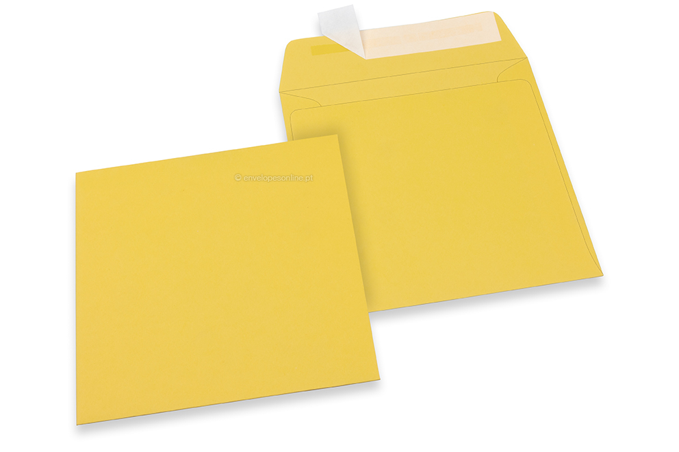 Envelopes de papel coloridos - Amarelo botão-de-ouro, 160 x 160 mm