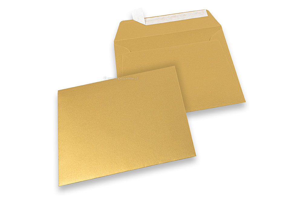 Envelopes de papel coloridos - Dourado metalizado, 160 x 160 mm
