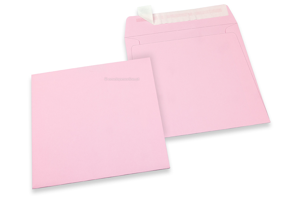Envelopes de papel coloridos - Cor-de-rosa claro, 160 x 160 mm 