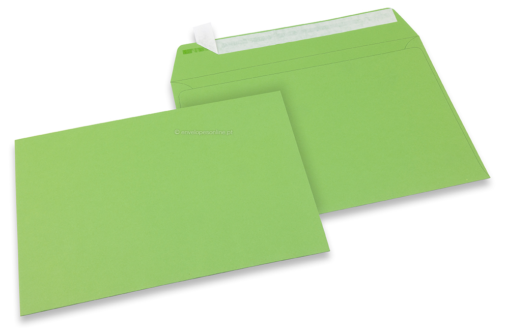  Envelopes de papel coloridos - Verde maçã, 162 x 229 mm 