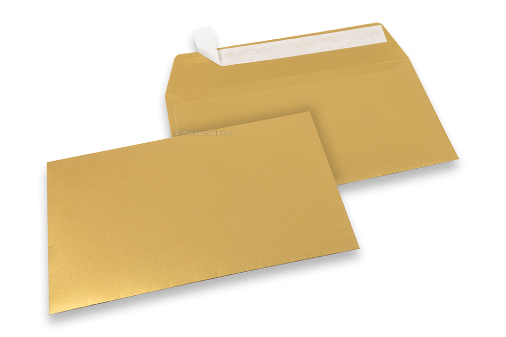 Envelopes de papel coloridos - Dourado metalizado, 162 x 229 mm