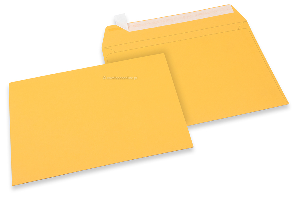 Envelopes de papel coloridos - Amarelo dourado, 162 x 229 mm