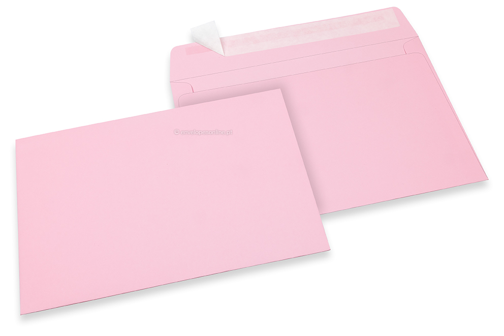 Envelopes de papel coloridos - Cor-de-rosa claro, 162 x 229 mm