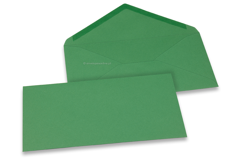 Envelopes de cartões de felicitações coloridos - Verde escuro, 110 x 220 mm