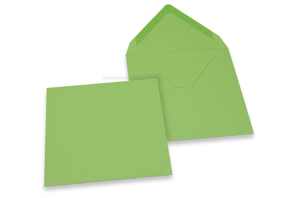Envelopes de cartões de felicitações coloridos - Verde maçã, 155 x 155 mm