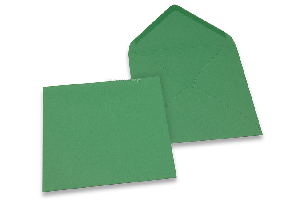 Envelopes de cartões de felicitações coloridos - Verde escuro,  155 x 155 mm