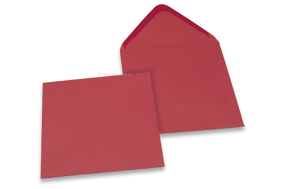 Envelopes de cartões de felicitações coloridos - Vermelho escuro, 155 x 155 mm