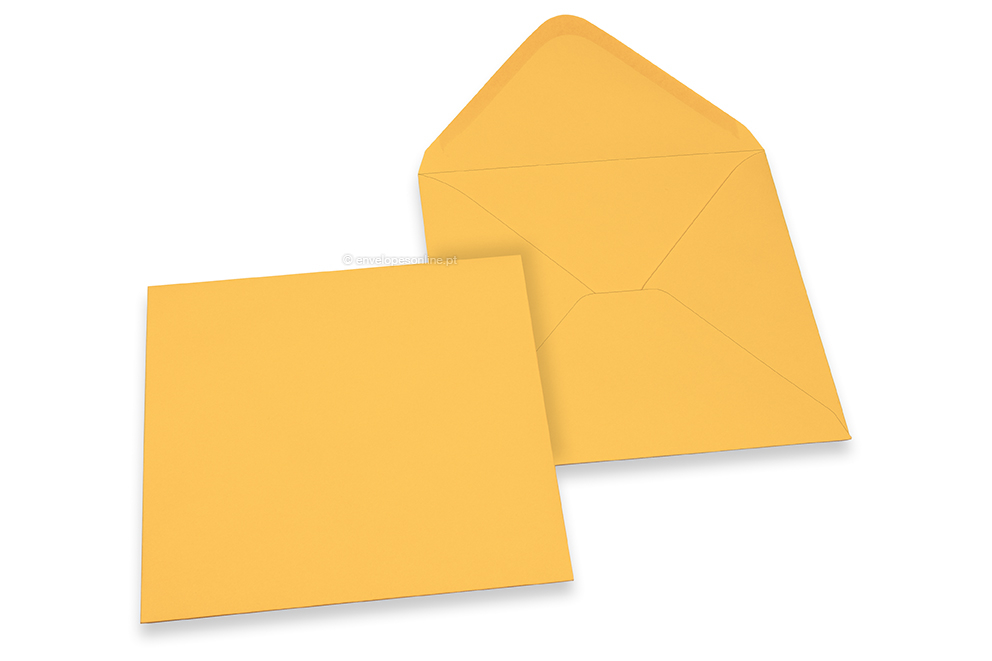  Envelopes de cartões de felicitações coloridos - Amarelo dourado, 155 x 155 mm