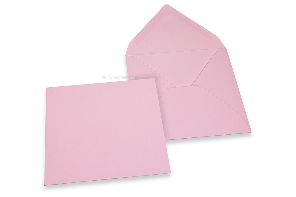 Envelopes de cartões de felicitações coloridos - Cor-de-rosa claro, 155 x 155 mm
